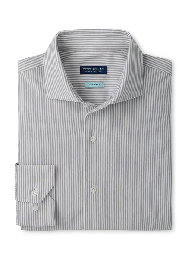Peter Millar Men's Excursionist Flex Stripe Sport Shirt F26 - Dark Grey 3XL