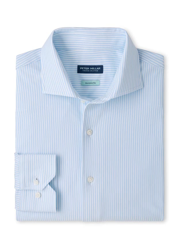 Peter Millar Men's Excursionist Flex Stripe Sport Shirt F26 - Blue Frost (BFRST) 3XL