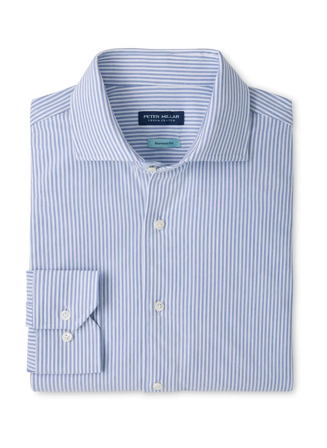 Peter Millar Men's Excursionist Flex Stripe Sport Shirt F26 - Windy Blue (WDYBL) 3XL