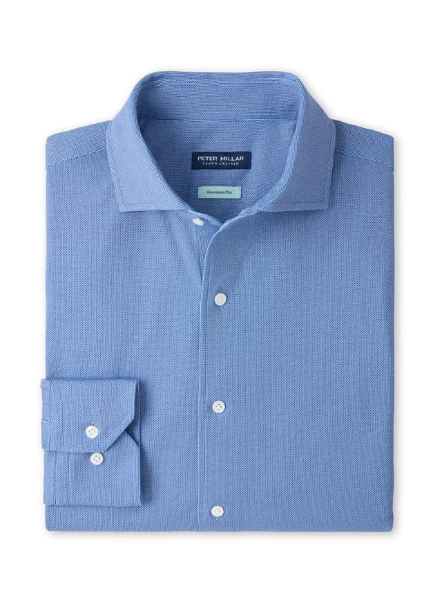Peter Millar Men's Excursionist Flex Print Sport Shirt F26 - Cyan 3XL