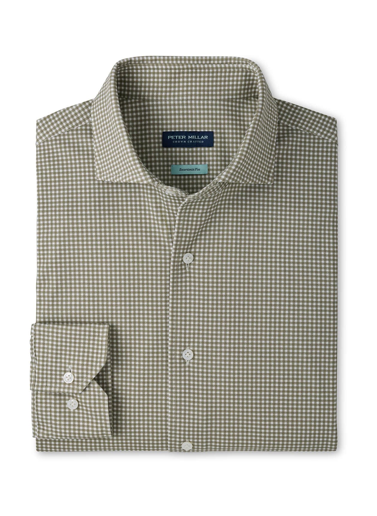 Peter Millar Men's Excursionist Flex Gingham Sport Shirt F26 - Green 3XL