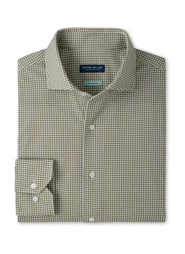 Peter Millar Men's Excursionist Flex Gingham Sport Shirt F26 - Green 3XL