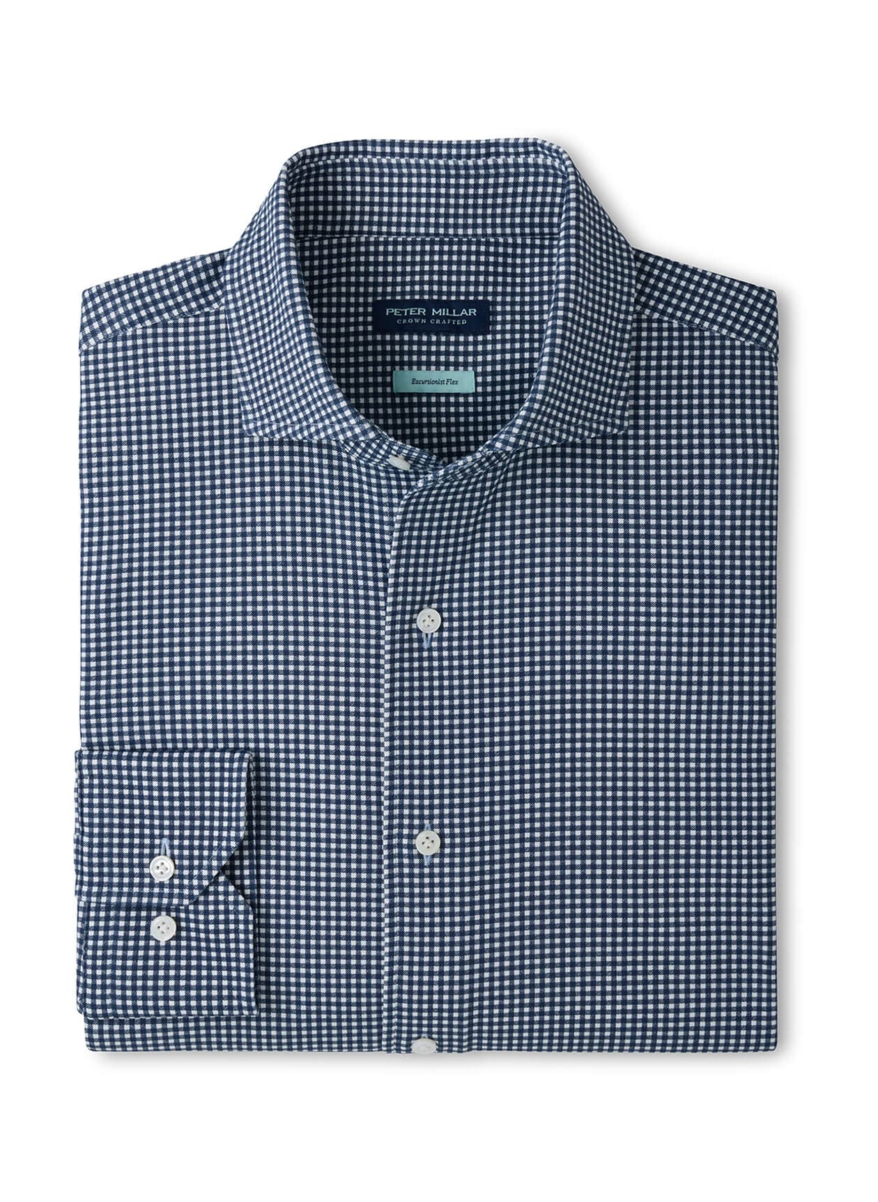 Peter Millar Men's Excursionist Flex Gingham Sport Shirt F26 - Navy 3XL