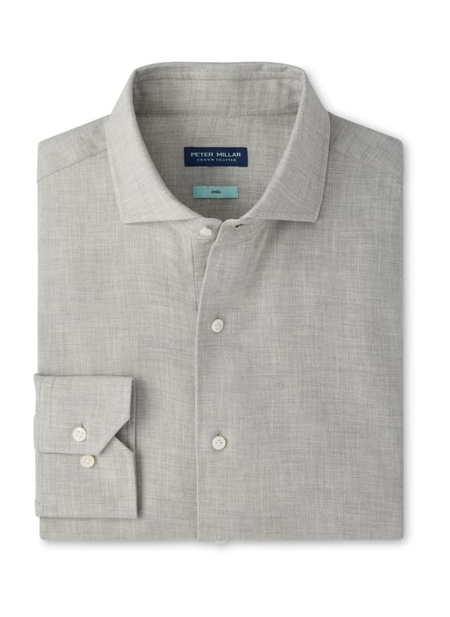 Peter Millar Men's Amble Solid Sport Shirt F26 - Dark Grey 3XL