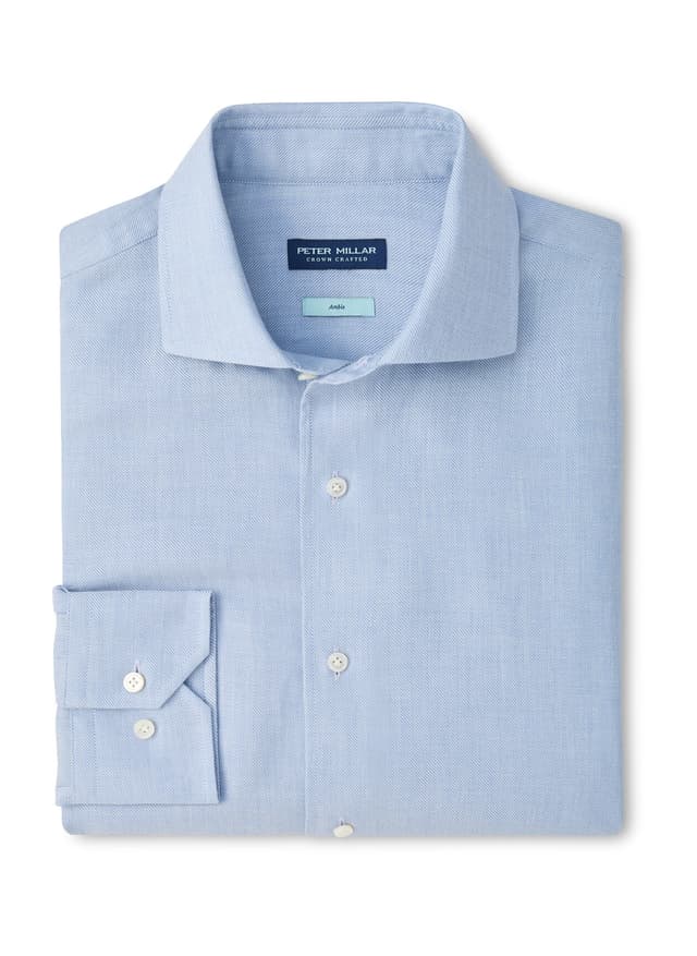 Peter Millar Men's Amble Solid Sport Shirt F26 - Cyan 3XL