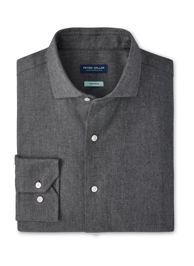 Peter Millar Men's Brixen Italian Flannel Sport Shirt F26 - Black 3XL