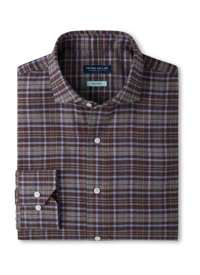 Peter Millar Men's Cuneo Italian Flannel Sport Shirt - Dark Grey 3XL