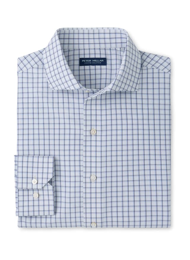 Peter Millar Men's Herb Performance Poplin Sport Shirt - Light Grey 3XL