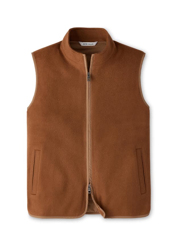 Peter Millar Men's Crown Flex Merino Vest F26 - Orange 3XL