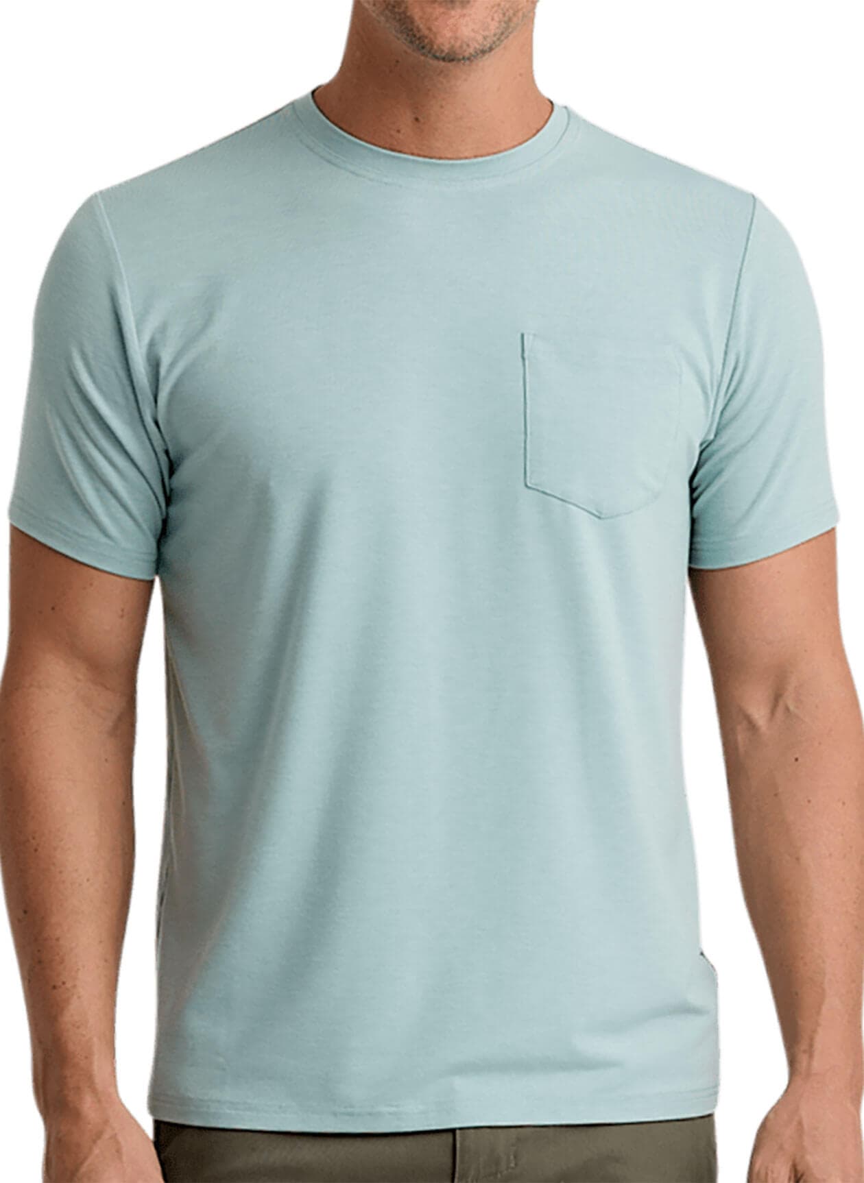 Free Fly Men's Bamboo Flex Pocket Tee - Heather Ocean Mist 3XL