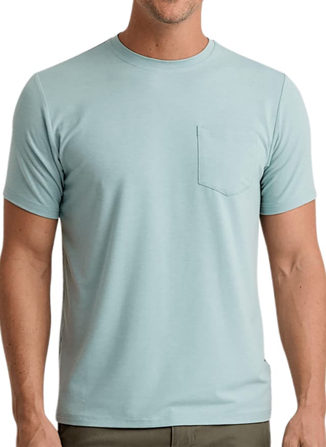 Free Fly Men's Bamboo Flex Pocket Tee - Heather Ocean Mist 3XL