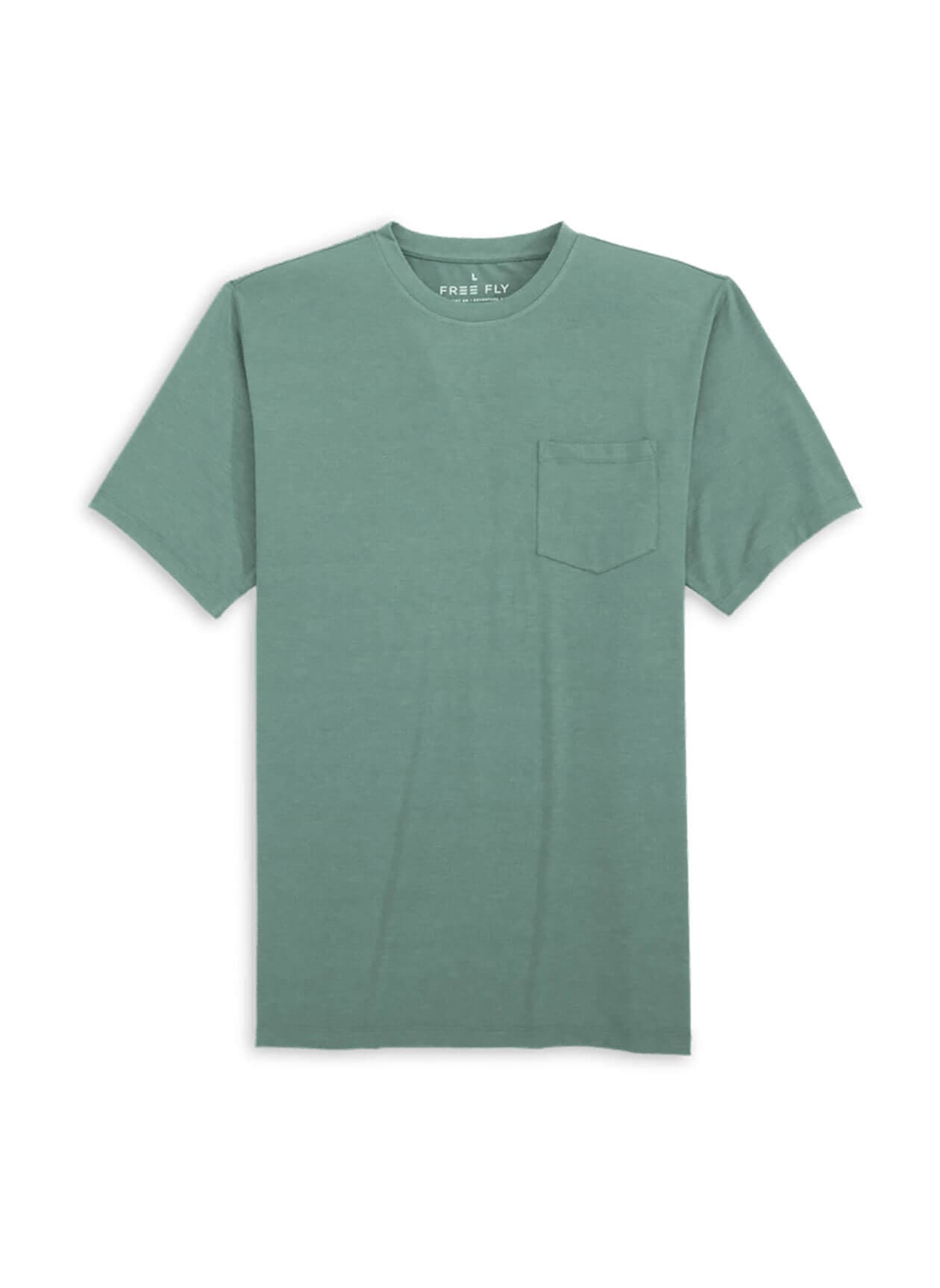 Free Fly Men's Bamboo Flex Pocket Tee - Heather Sea Pine 3XL