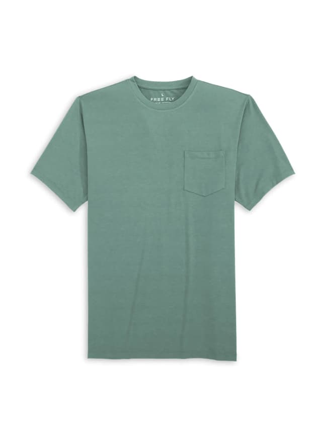 Free Fly Men's Bamboo Flex Pocket Tee - Heather Sea Pine 3XL