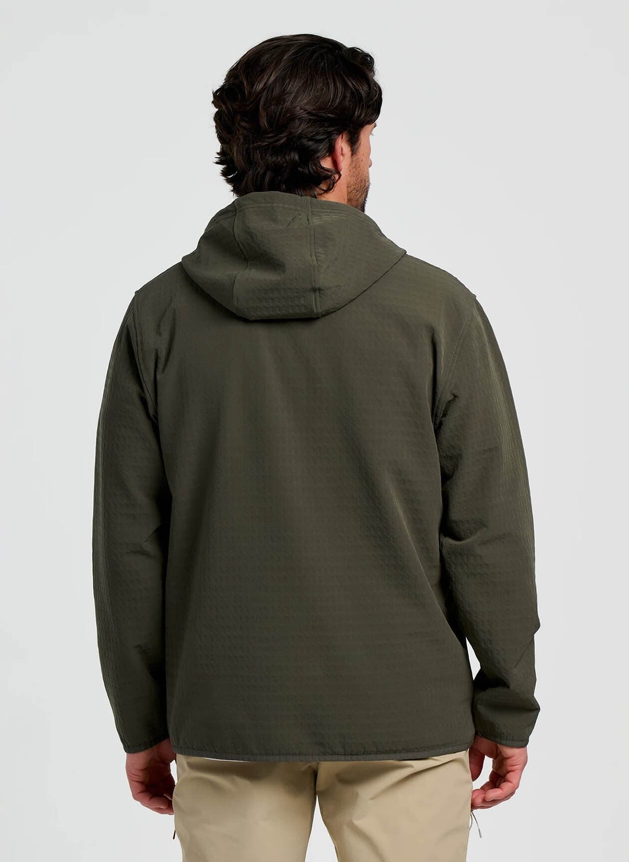 Free Fly Men's Gridback Fleece Anorak Hoodie - Green LG
