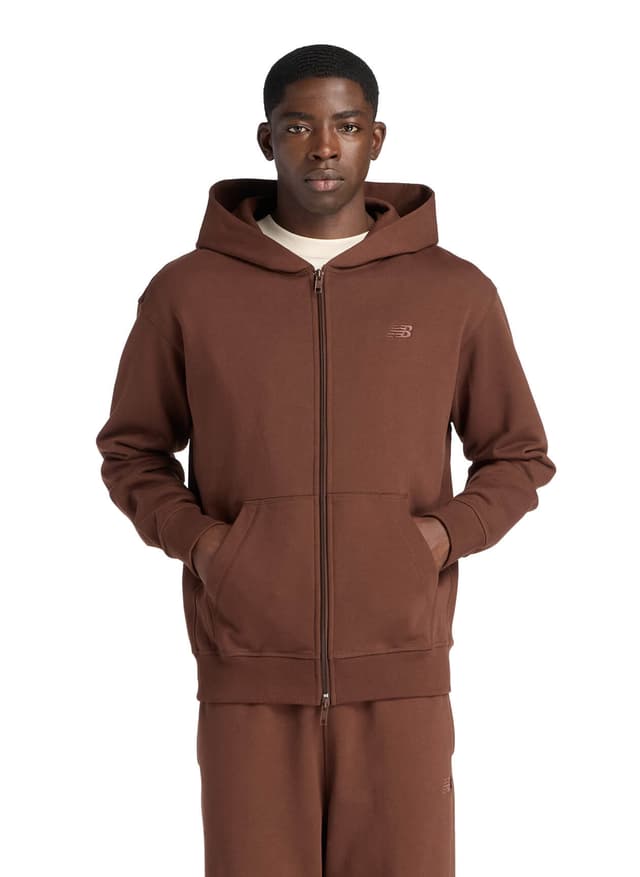 New Balance Men's Athletics French Terry Full Zip Hoodie - Brown LG