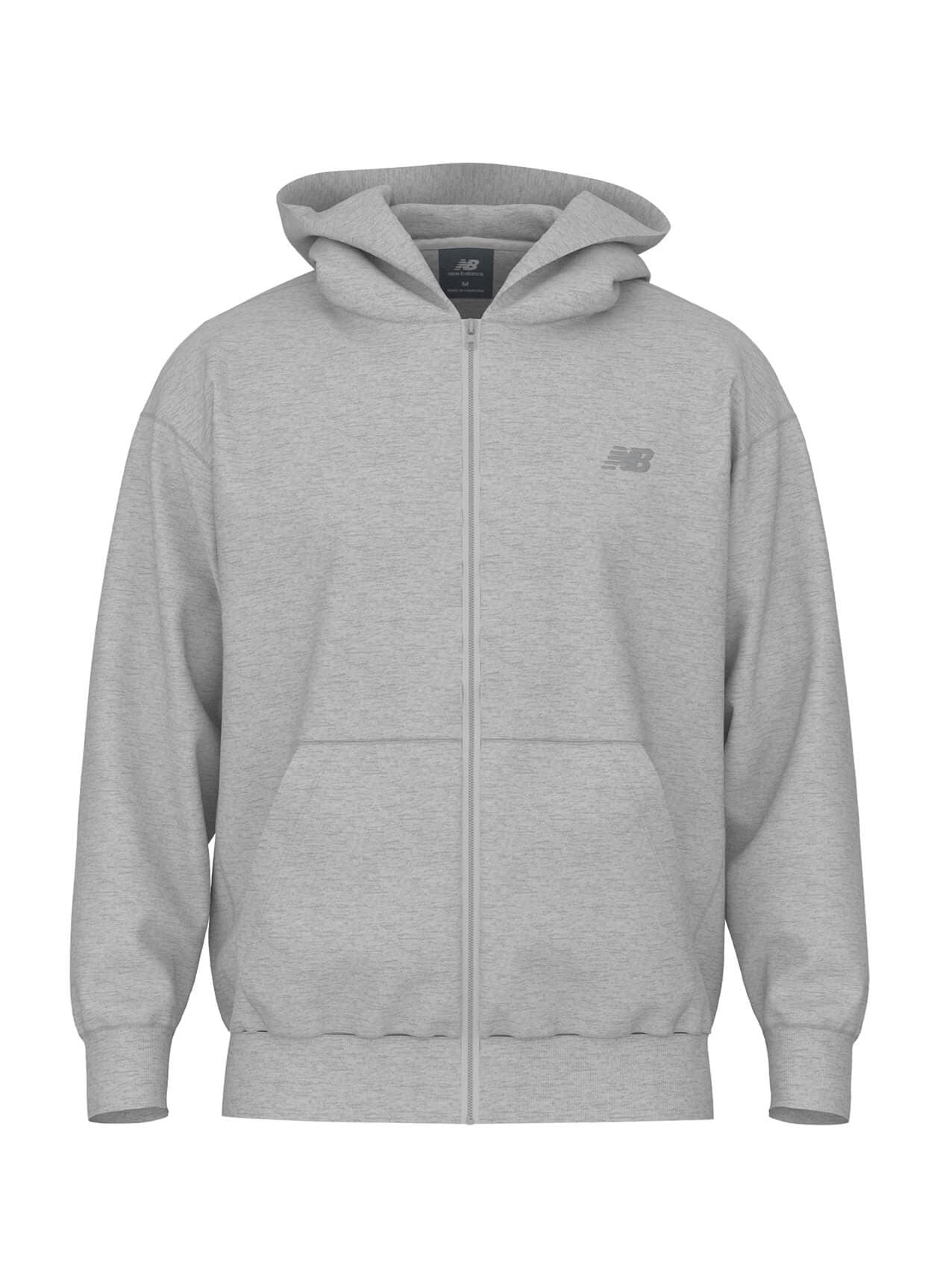 New Balance Men's Team Athletics French Terry Full-Zip Hoodie - Light Grey 3XL
