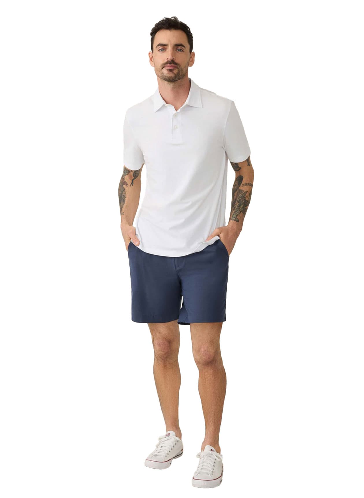 Faherty Men's Movement Pique Polo - White LG