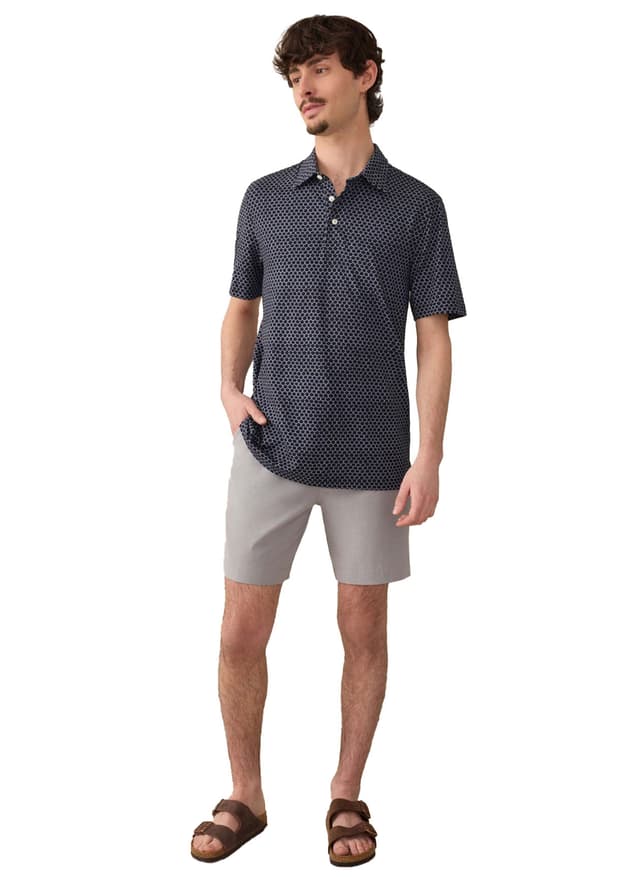 Faherty Men's Movement Pique Patterned Polo - Navy LG