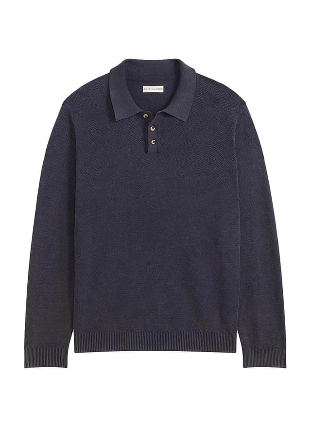 Fair Harbor Men's Mariner Long Sleeve Polo - Navy LG
