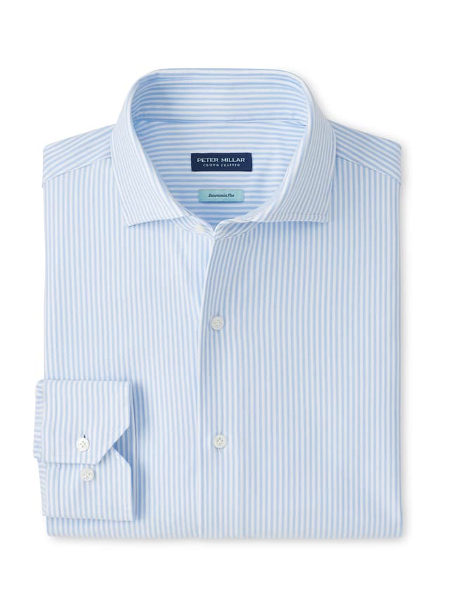 Peter Millar Men's Excursionist Flex Stripe Sport Shirt SP26 - Cyan LG