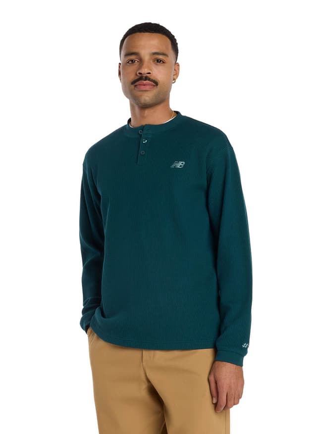 New Balance Men's Numeric Waffle Knit Henley - Green LG