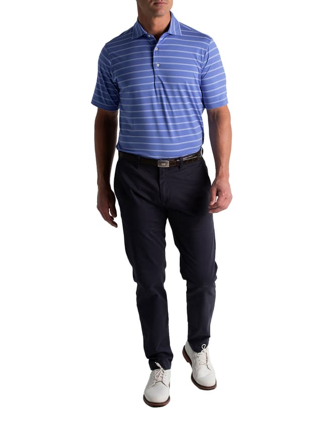 Fairway & Greene Men's St. Tropez Stripe Polo - Blue LG