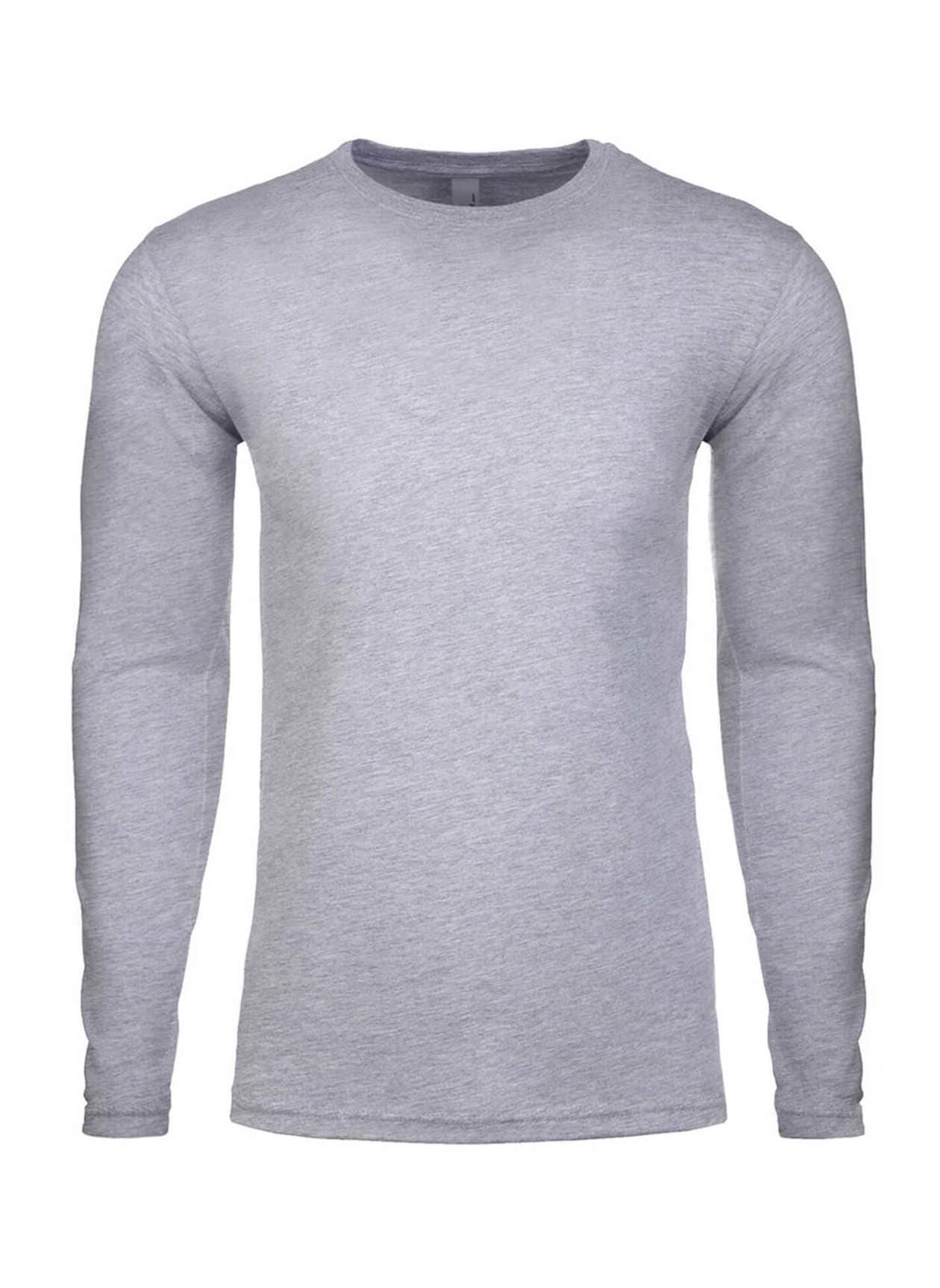Next Level Men's Cotton Long-Sleeve Crew T-Shirt - Light Grey LG