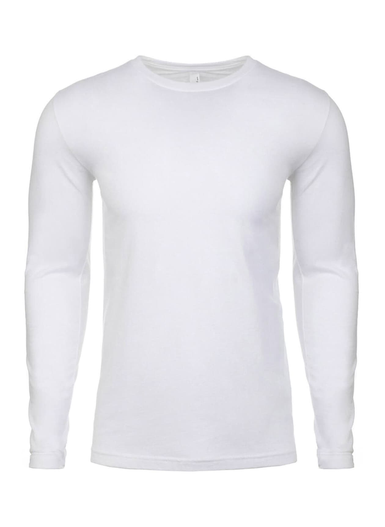 Next Level Men's Cotton Long-Sleeve Crew T-Shirt - White LG
