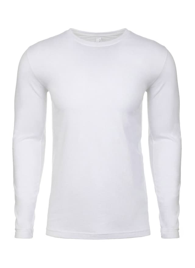 Next Level Men's Cotton Long-Sleeve Crew T-Shirt - White LG