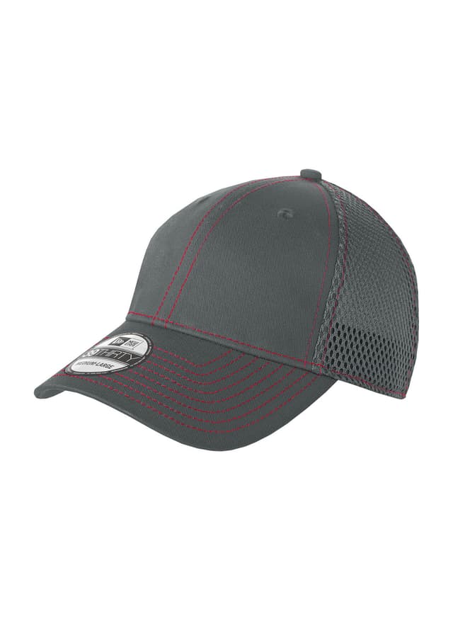 New Era Stretch Mesh Contrast Stitch Hat - Graphite / Red LG/XL