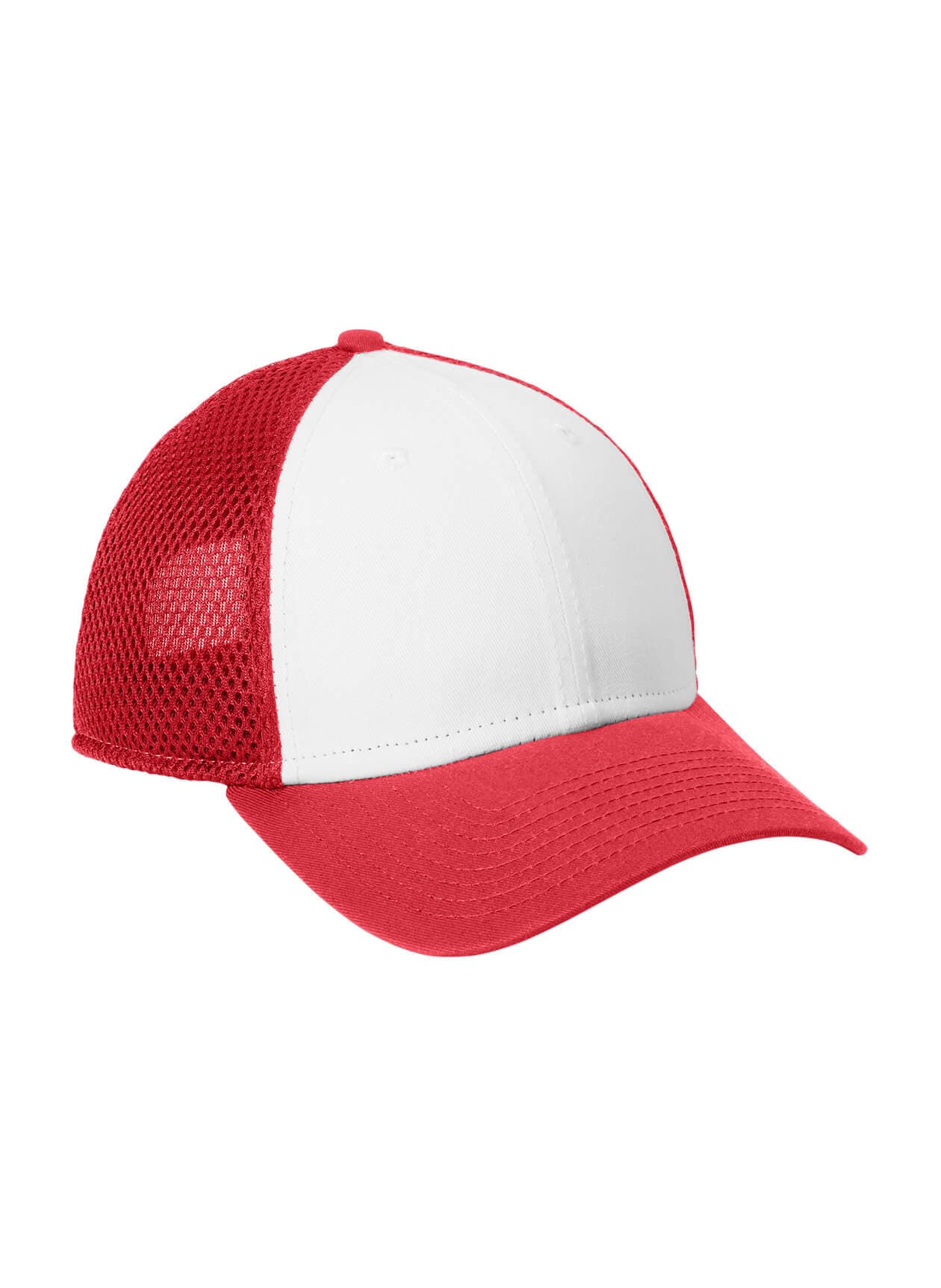 New Era Snapback Contrast Front Mesh Cap - White,Red MISC