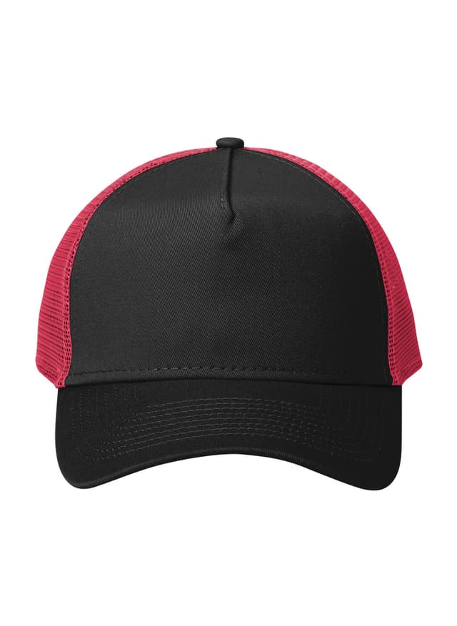 New Era Snapback Trucker Cap - Black / Scarlet (BLS) MISC