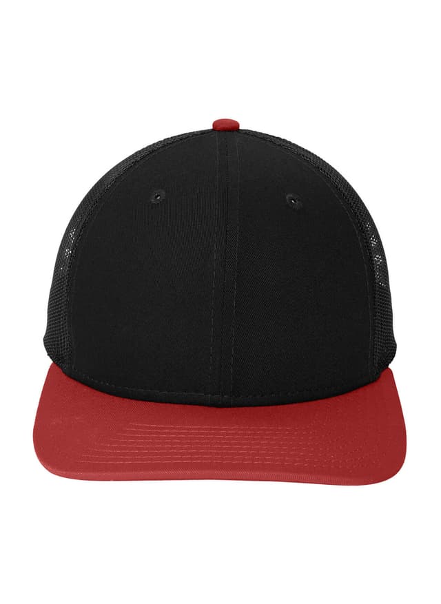 New Era Snapback Low Profile Trucker Hat - Black / Scarlet (BLS) MISC