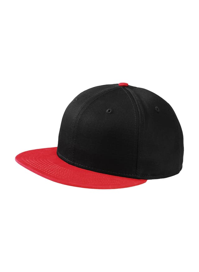 New Era Flat Bill Snapback Hat - Black / Scarlet (BLS) MISC