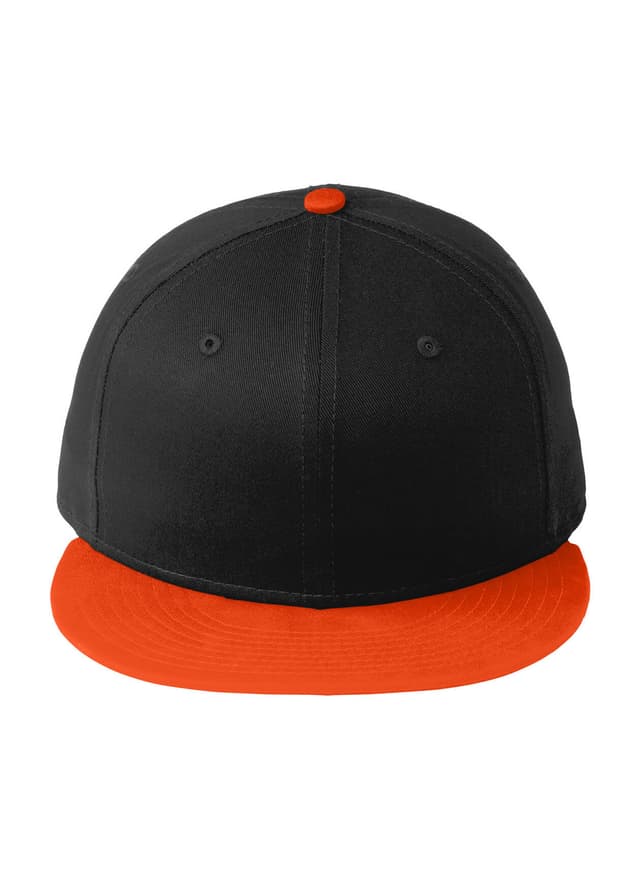 New Era Flat Bill Snapback Hat - Black / Team Orange MISC