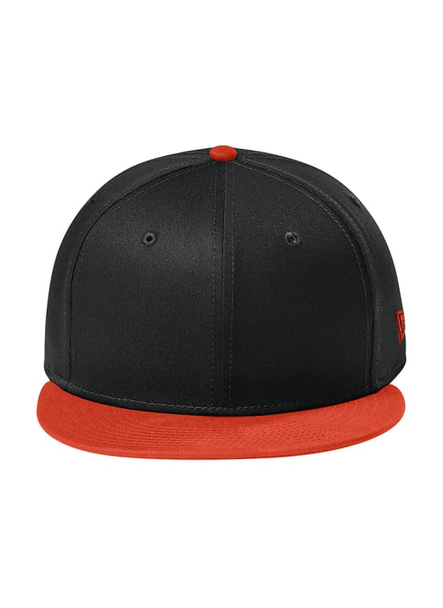 New Era Flat Bill Snapback Hat - Flag Black / Team Orange MISC