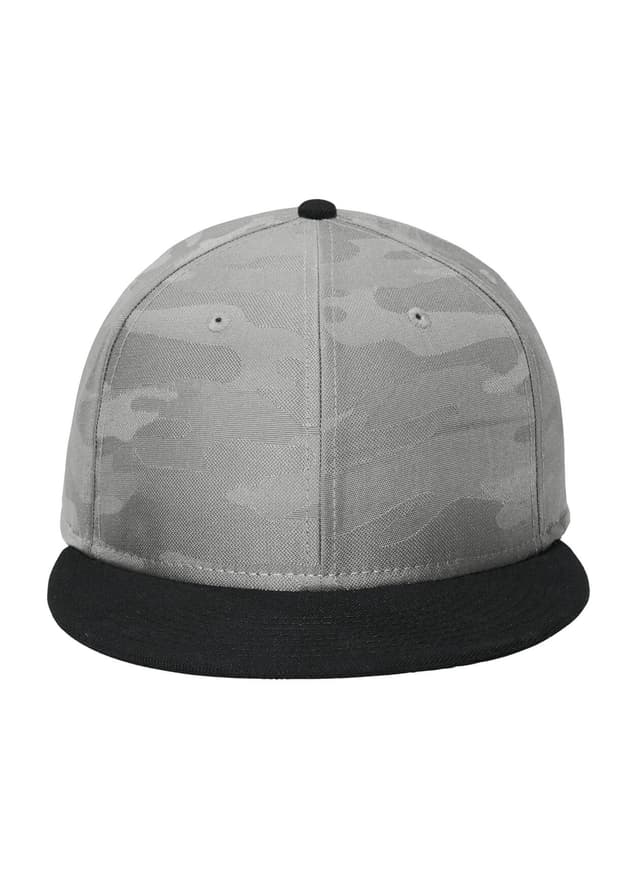 New Era Camo Flat Bill Snapback Cap - Black / Rainstorm Grey Camo MISC