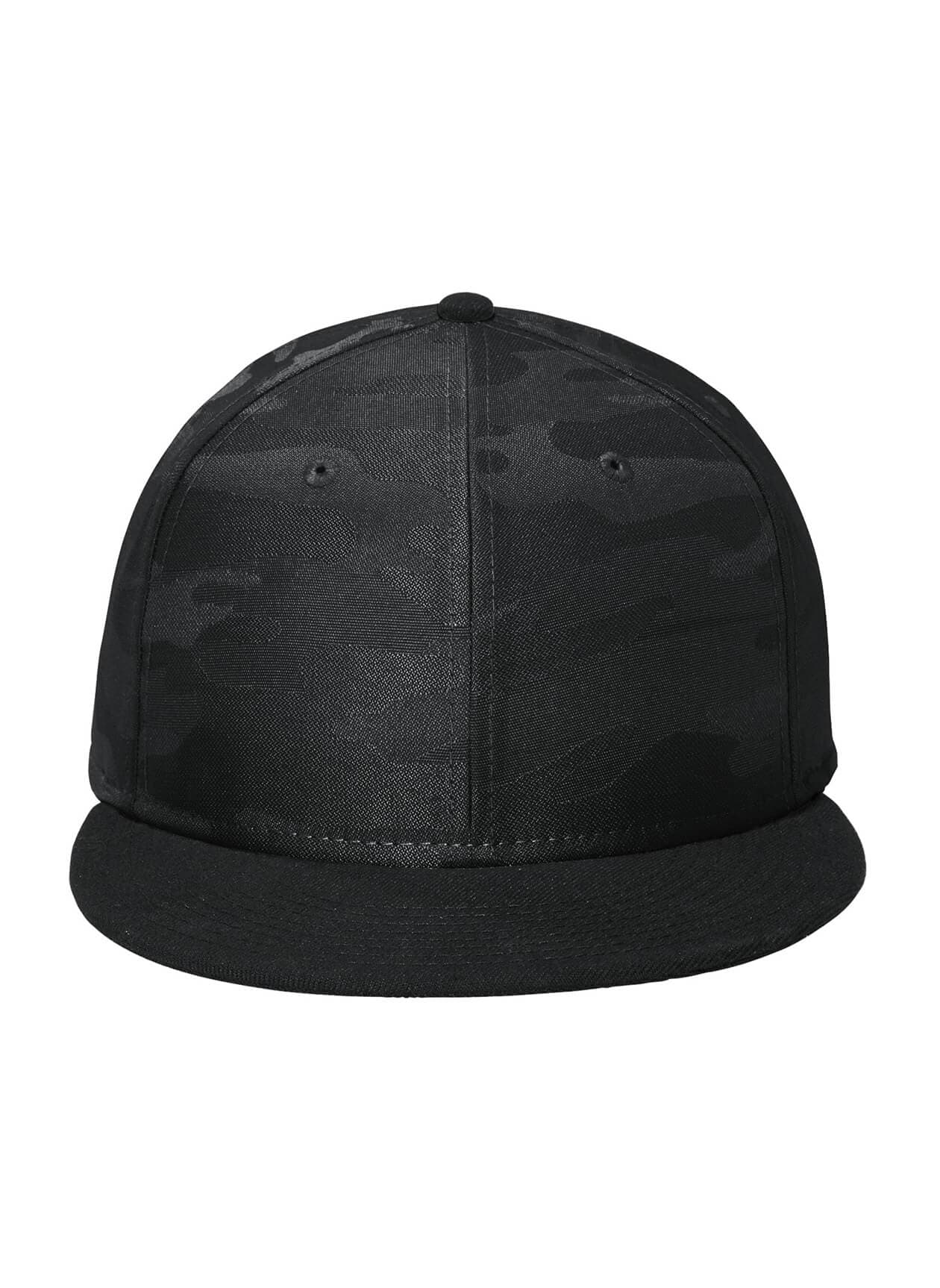 New Era Camo Flat Bill Snapback Cap - Black / Black Camo MISC