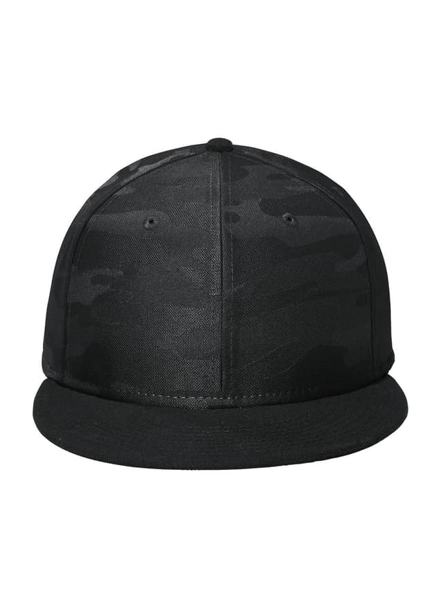 New Era Camo Flat Bill Snapback Cap - Black / Black Camo MISC
