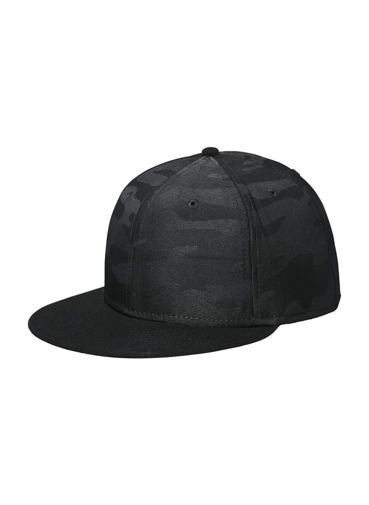 New Era Camo Flat Bill Snapback Cap - Black / Black Camo MISC