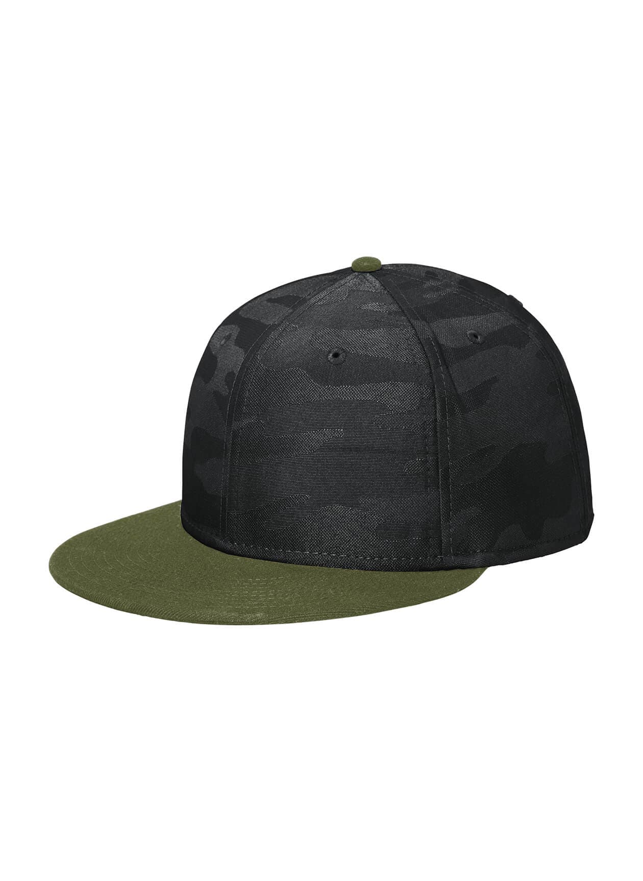 New Era Camo Flat Bill Snapback Cap - Army / Black Camo MISC