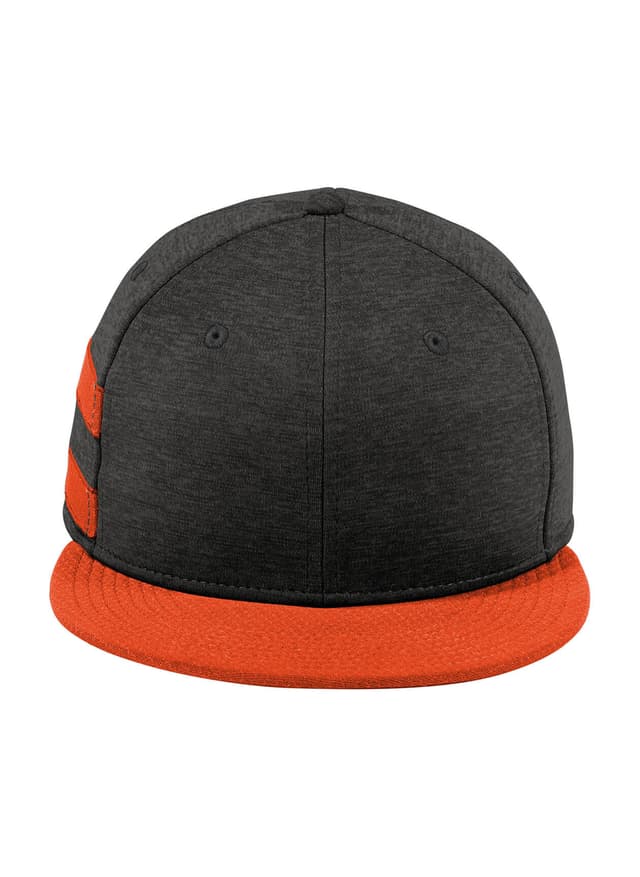 New Era Shadow Heather Striped Flat Bill Snapback Cap - Black Shadow Heather / Deep Orange MISC