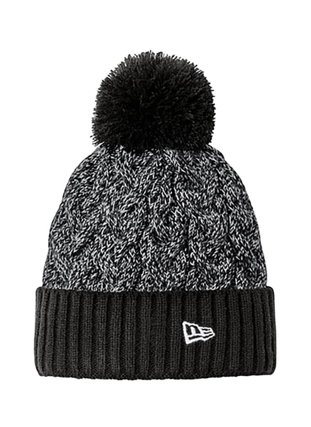 New Era Marled Knit Pom Beanie - Black MISC