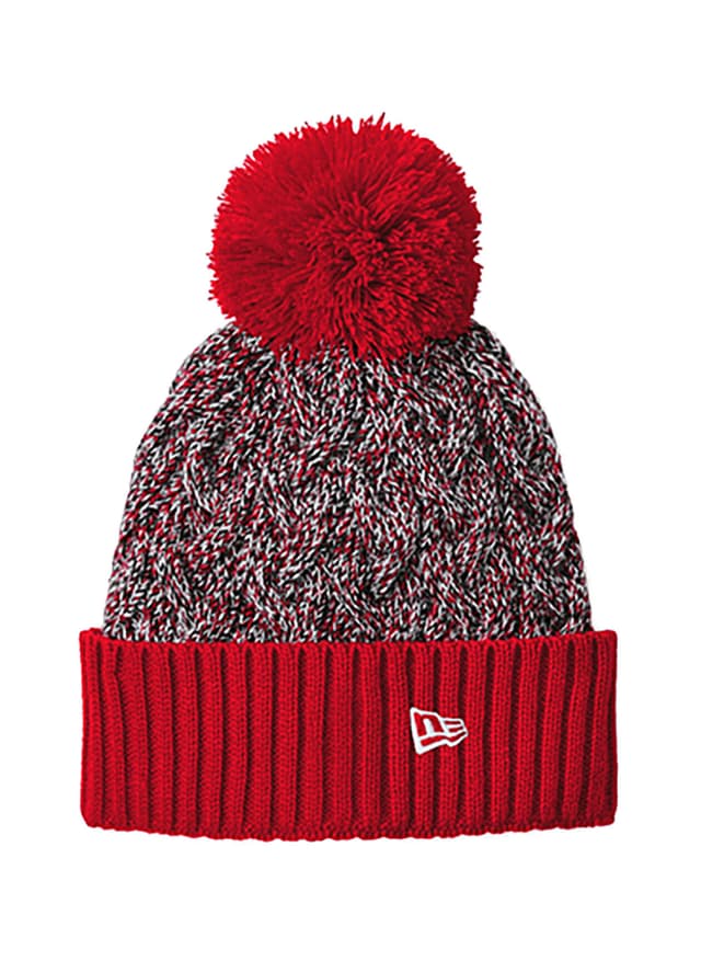 New Era Marled Knit Pom Beanie - Red MISC
