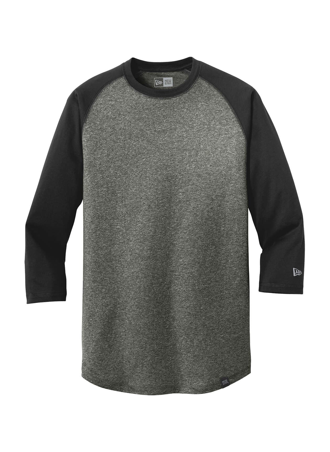 New Era Men's Heritage Blend 3/4-Sleeve Baseball Raglan T-Shirt - Black / Black Twist 3XL