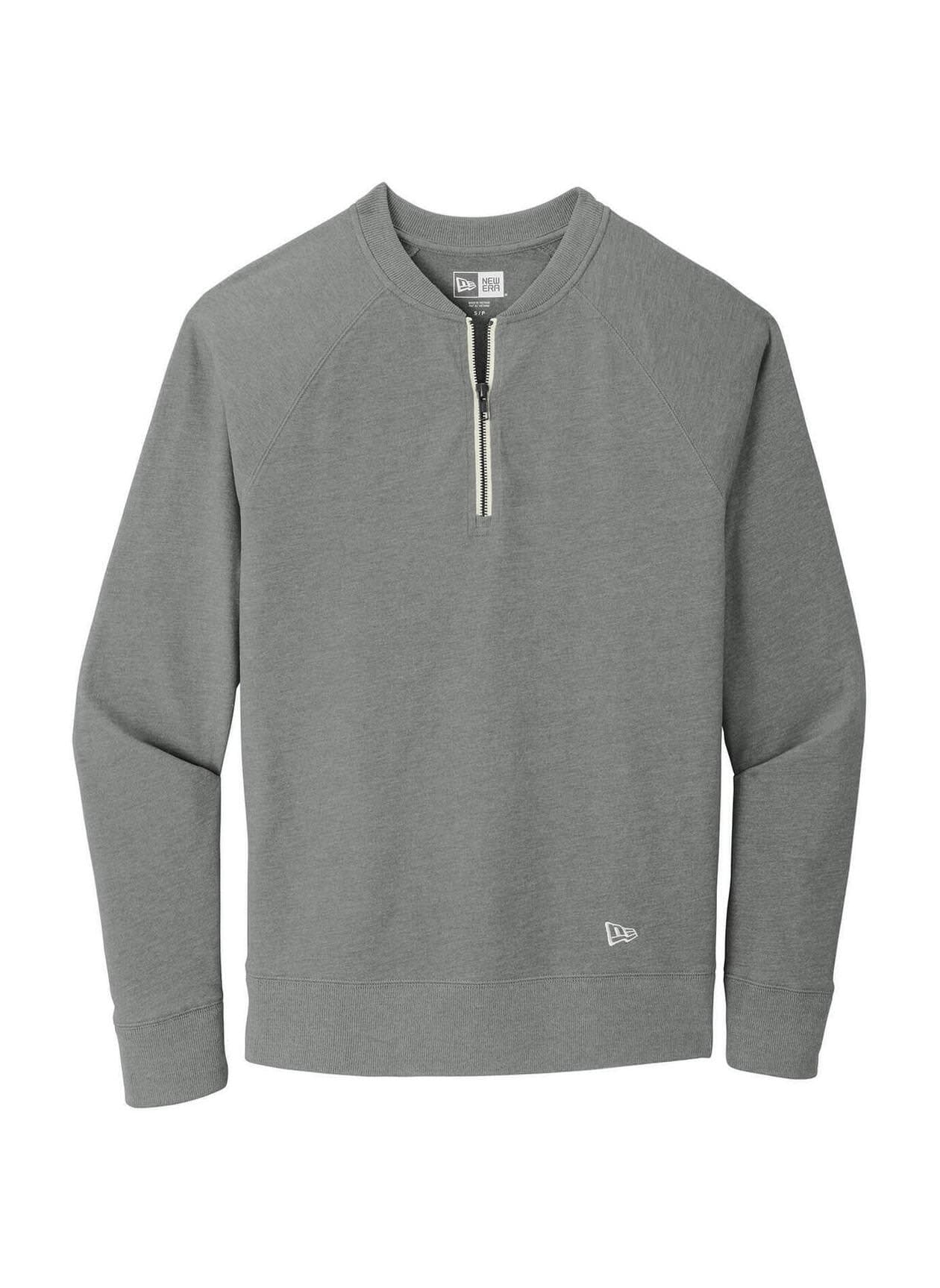 New Era Men's Sueded Cotton Blend Quarter-Zip - Light Grey 3XL