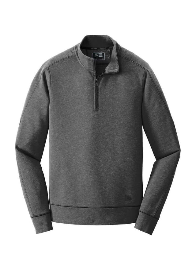 New Era Men's Tri-Blend Fleece Quarter-Zip - Black Heather (BHT) 3XL