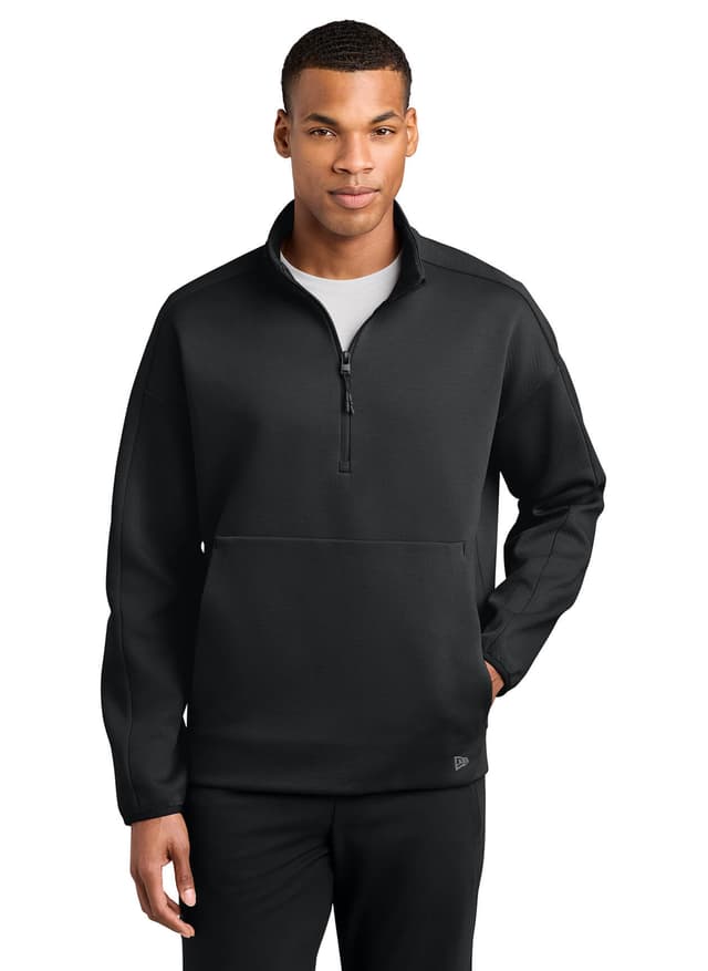 New Era Men's Double Back Quarter-Zip - Black 3XL