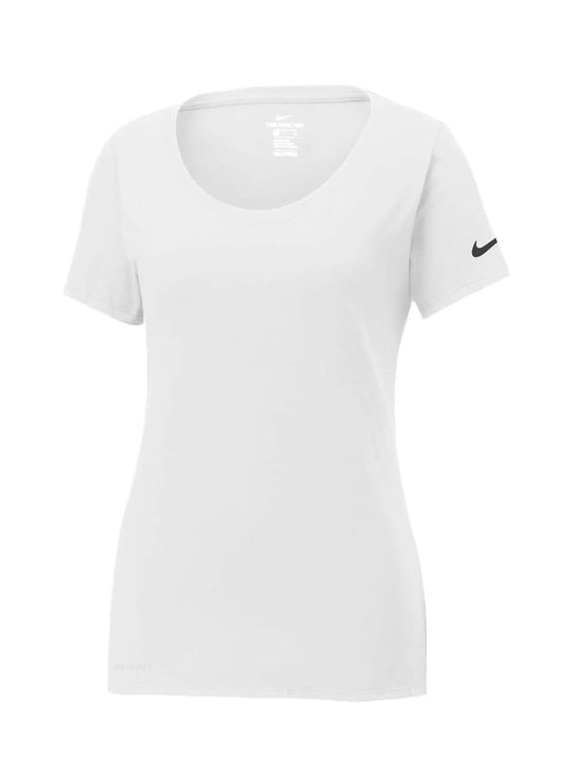 Nike Women's Dri-FIT Scoop Neck T-Shirt - White LG