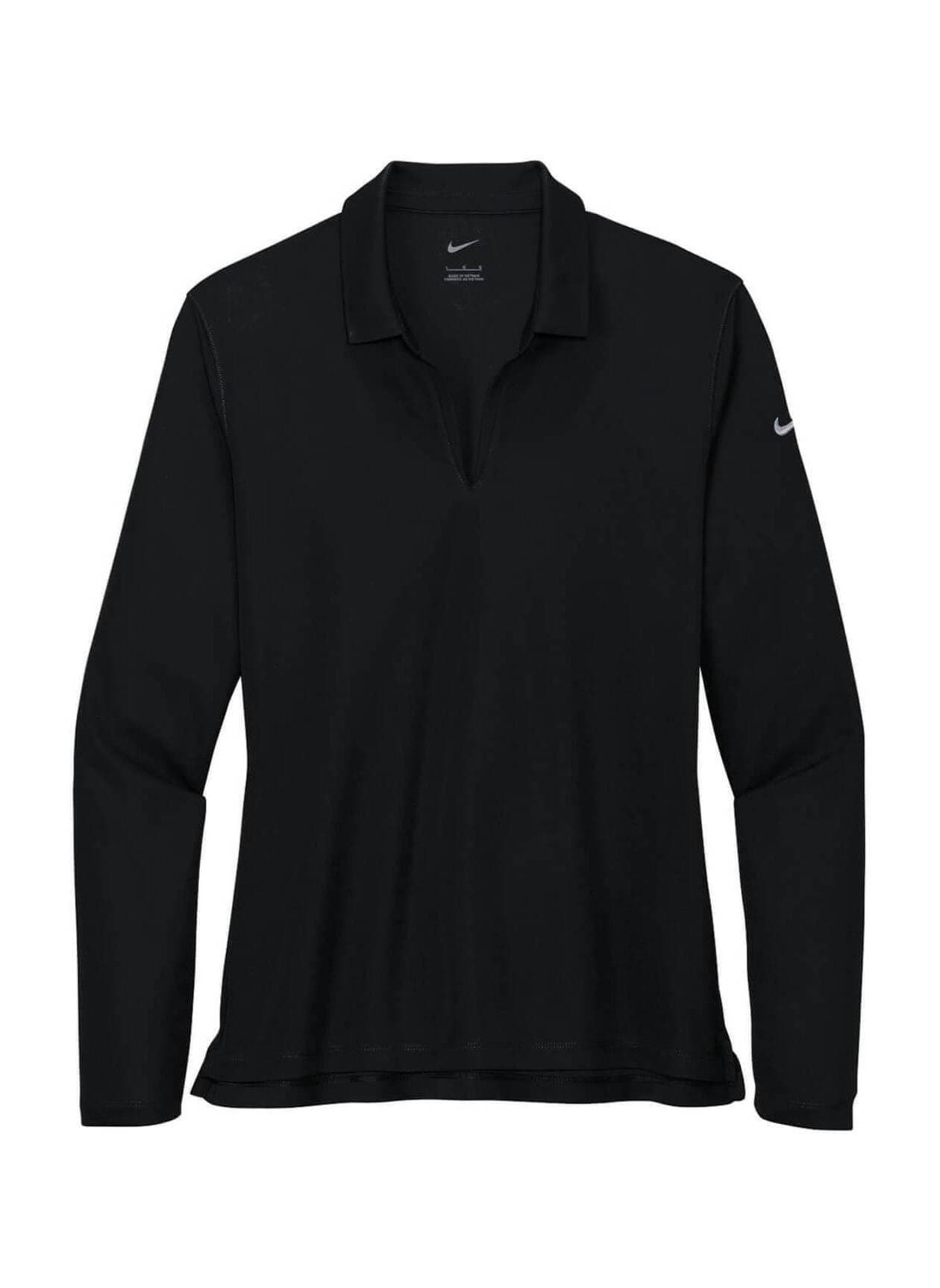 Nike Women's Dri-FIT Micro Pique 2.0 Long-Sleeve Polo - Black LG